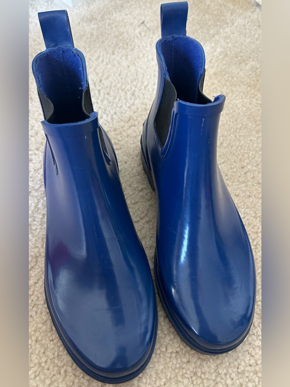 Vintage Y2K Ralph Lauren Polo Sport Blue Rubber Ankle Rain Boots Womens Size 8B